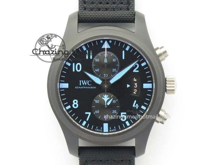 MIROTIME 0812 Pilot Chrono IW388003 Real Ceramic V6F 1:1 Best Edition On Black Nylon Strap A StreetReady 7284